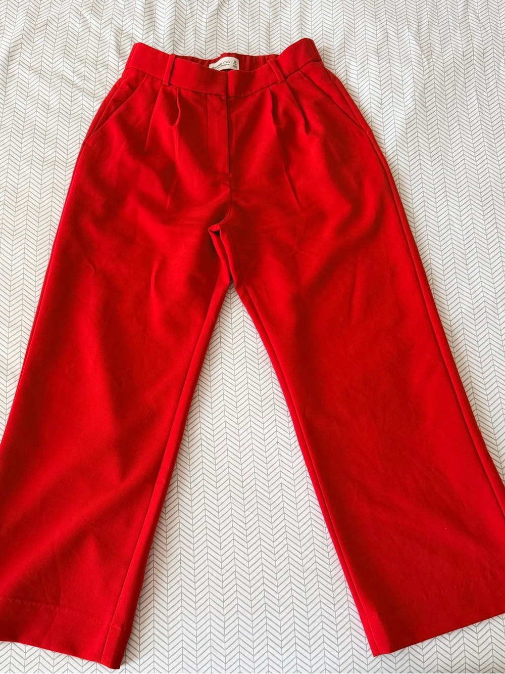 Abercrombie & Fitch Red Pleated Wide-Leg Chinos